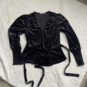 Mi Ami purple Velvet Wrap Blouse